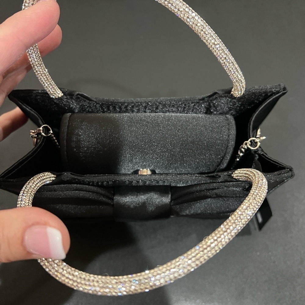 House Of Harlow | Black Mini Bag w/ Removable Crossbody & Rhinestone Handles 🖤💎 - Picture 8 of 12